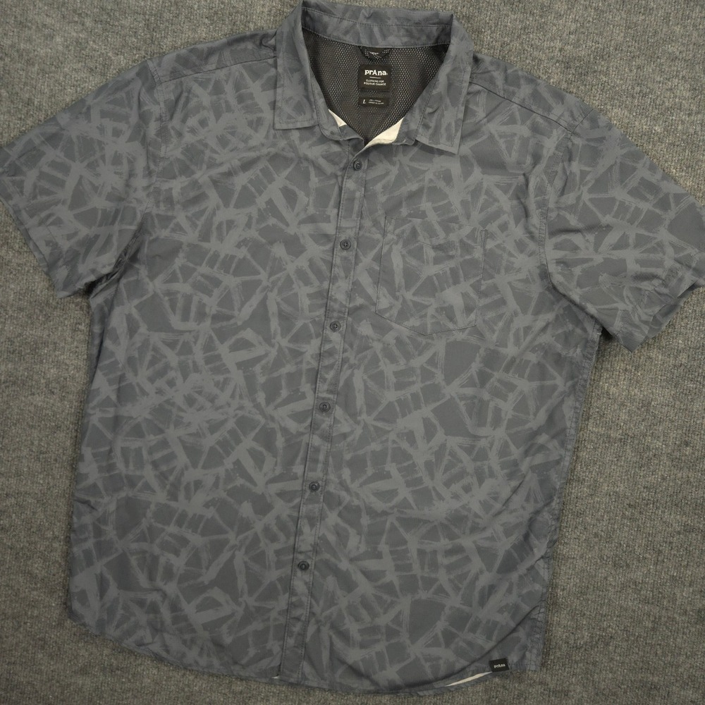 PrAna Lost Sol Shirt Mens Large *Muted Green* Performance Outdoor Vented UPF 50+